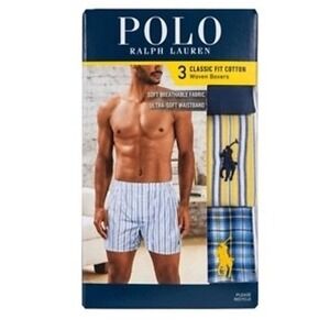 Polo Ralph Lauren Classic Fit Cotton Woven Boxers 3-Pack Underwear Mens XL NEW